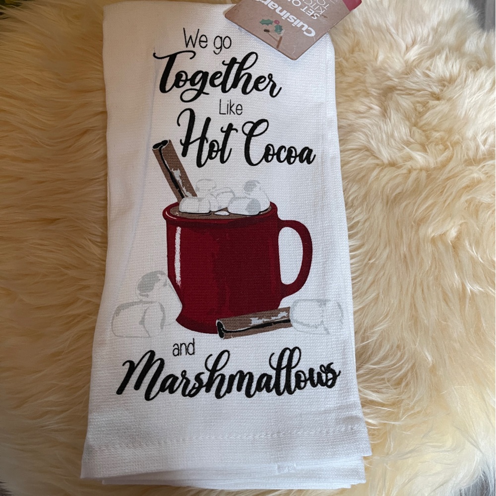 Cuisinart Set Of 2 Kitchen Towels We Go Together Like Hot Cocoa & Marshmallows